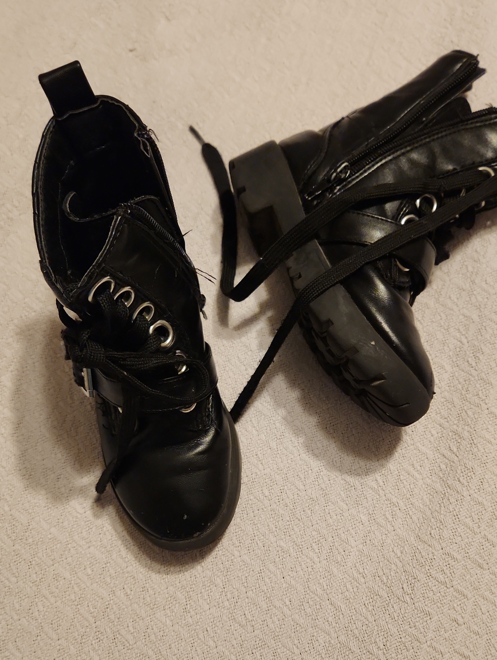 BCBG Kids Black Lace-Up Zipper Combat Boots